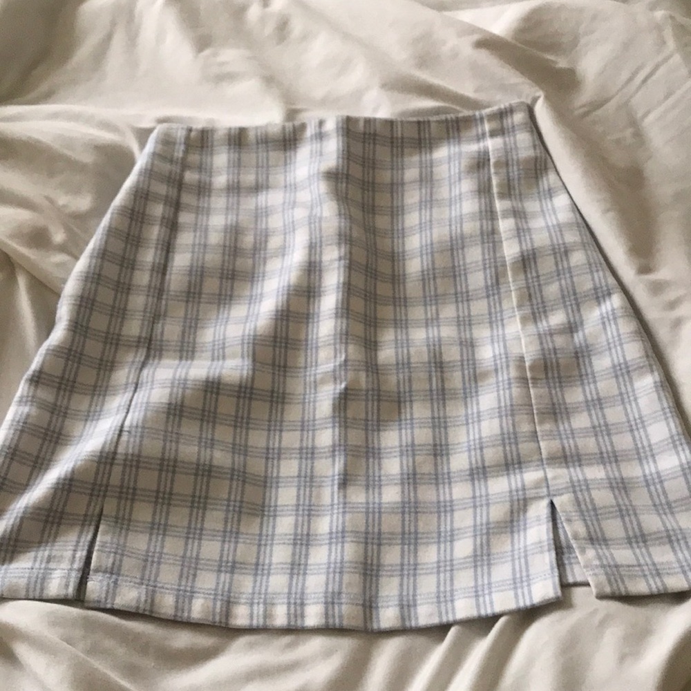 Blue & white plaid skirt